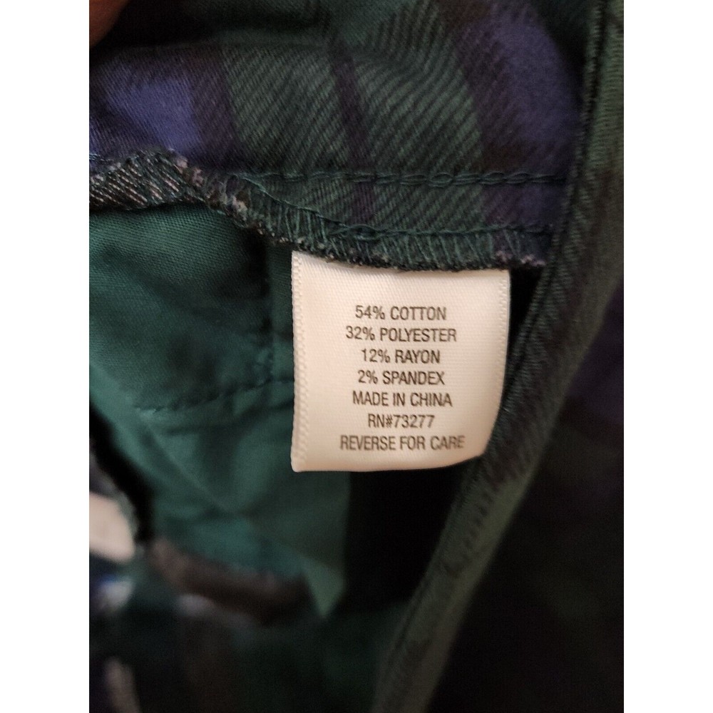 Croft Barrow Effortless Stretch Bootcut Pants Women 24W Long Green Plaid NEW - Picture 8 of 9